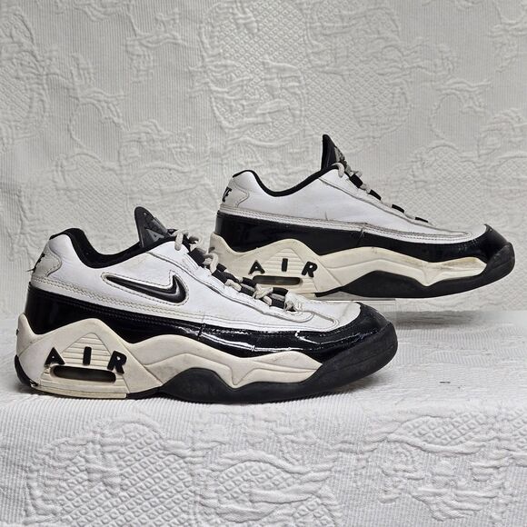 Vintage 90s Nike Air Black White Sneakers Size 7 Just Do It Swoosh Collectable - Picture 2 of 11